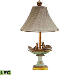 Love Birds In Bath 1 Light Led Table Lamp In Gold Leaf and Grantsmoth Green