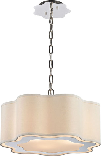Villoy 3 Light Drum Pendant In Polished Stainless Steel and Nickel