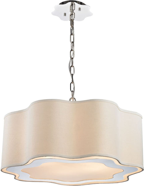 Villoy 6 Light Drum Pendant In Polished Stainless Steel and Nickel