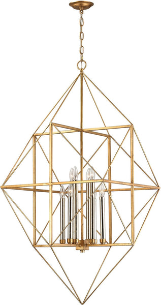 Connexions 8 Light Pendant In Antique Gold and Silver Leaf