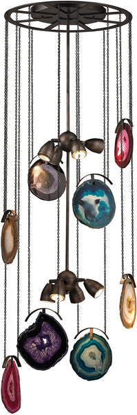 Gallery 8 Light Chandelier In Oil Rubbed Bronze and Brushed Slate