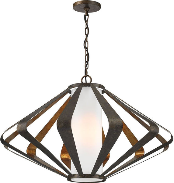 Reflex 1 Light Pendant In Textured Gold Leaf and Mocha