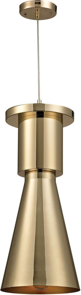 Stacked Geometric 1 Light Flair Pendant In Gold Plate