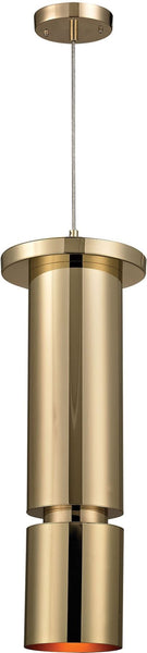 Stacked Geometric 1 Light Slim Pendant In Gold Plate