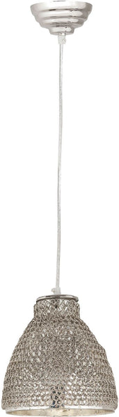 Maille 1 Light Glass and Iron Pendant In Silver