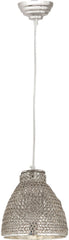 Maille 1 Light Glass and Iron Pendant In Silver