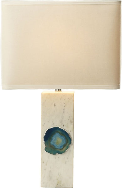 Yucatan 1 Light Table Lamp In White Marble and Blue Agate