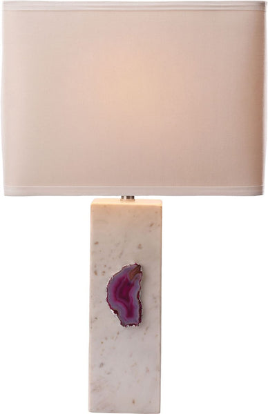 Yucatan 1 Light Table Lamp In White Marble and Pink Agate