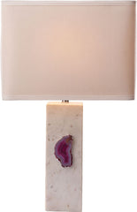 Yucatan 1 Light Table Lamp In White Marble and Pink Agate