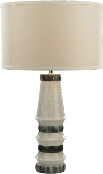 Xumi 1 Light Table Lamp In White and Grey Marble