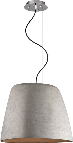 Triangle 1 Light Pendant In Concrete and Chrome