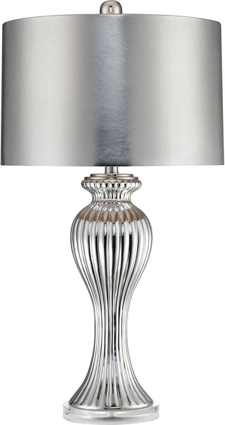 Ribbed Tulip Table Lamp In Silver and Chrome