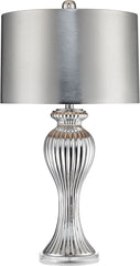 Ribbed Tulip Table Lamp In Silver and Chrome