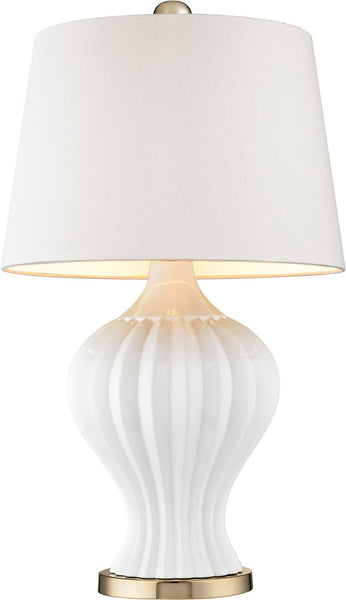 Tess 1 Light Table Lamp In White and Gold