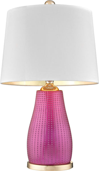 Brigitte 1 Light Table Lamp In Cerise Pink With White Shade