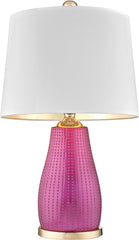 Brigitte 1 Light Table Lamp In Cerise Pink With White Shade