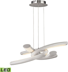 Knot 36 Watt Led Pendant In Chrome With White Lens