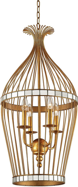 Five Cays Pendant In Gold Leaf and Clear Mirror