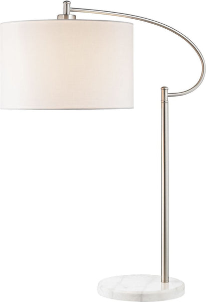 Whitecrane 1 Light Table Lamp In Satin Nickel and White