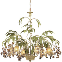 Huarco 6 Light Chandelier In Seashell and Green