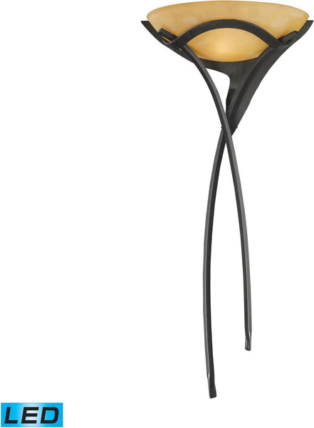 Aurora 1 Light Led Sconce In Antique Bronze With Amber Scavo Glass