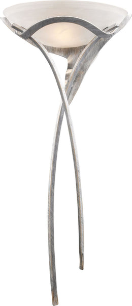 Aurora 1 Light Sconce In Tarnished Silver With White Faux-Alabaster Glass