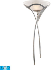 Aurora 1 Light Led Sconce In Tarnished Silver With White Faux-Alabaster Glass