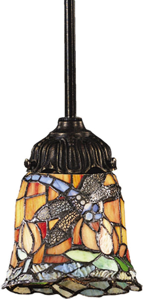 Mix-N-Match 1 Light Pendant In Tiffany Bronze and Multicolor Glass