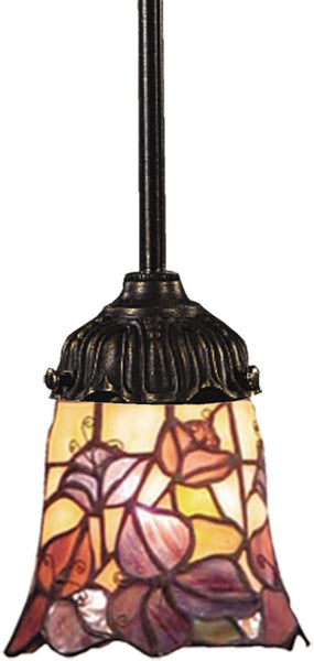 Mix-N-Match 1 Light Pendant In Tiffany Bronze and Multicolor Glass