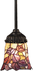 Mix-N-Match 1 Light Pendant In Tiffany Bronze and Multicolor Glass