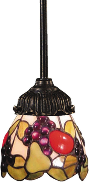 Mix-N-Match 1 Light Pendant In Tiffany Bronze and Multicolor Glass