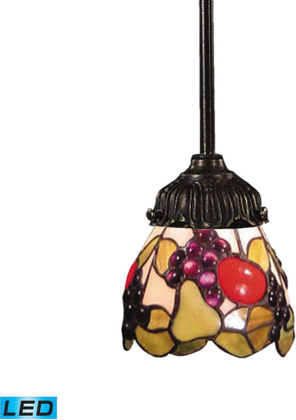 Mix-N-Match 1 Light Led Pendant In Tiffany Bronze and Multicolor Glass