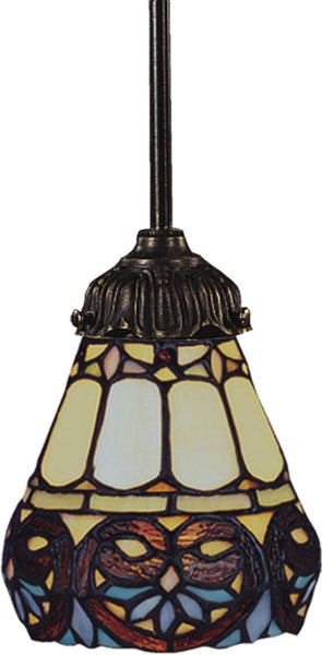 Mix-N-Match 1 Light Pendant In Tiffany Bronze and Multicolor Glass