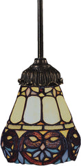 Mix-N-Match 1 Light Pendant In Tiffany Bronze and Multicolor Glass