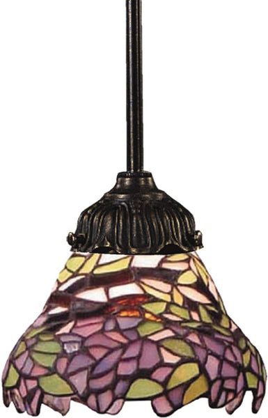 Mix-N-Match 1 Light Pendant In Tiffany Bronze and Multicolor Glass