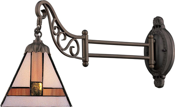 Mix-N-Match 1 Light Swingarm In Tiffany Bronze and Multicolor Glass