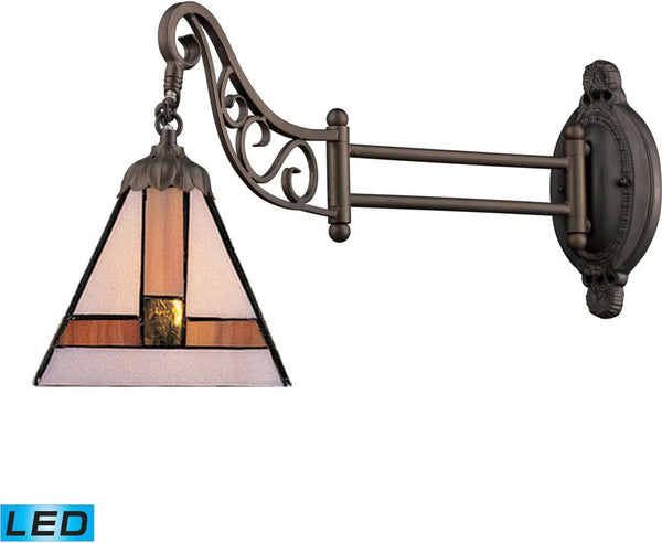 Mix-N-Match 1 Light Led Swingarm In Tiffany Bronze and Multicolor Glass