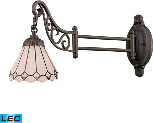 Mix-N-Match 1 Light Led Swingarm In Tiffany Bronze and Multicolor Glass