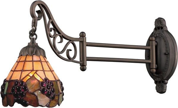 Mix-N-Match 1 Light Swingarm In Vintage Antique With Stained Glass
