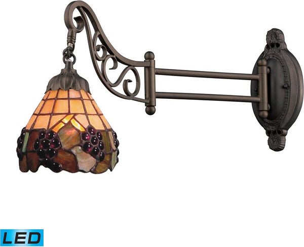 Mix-N-Match 1 Light Led Swingarm In Vintage Antique With Stained Glass