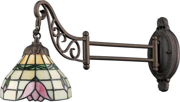 Mix-N-Match 1 Light Swingarm In Tiffany Bronze and Multicolor Glass