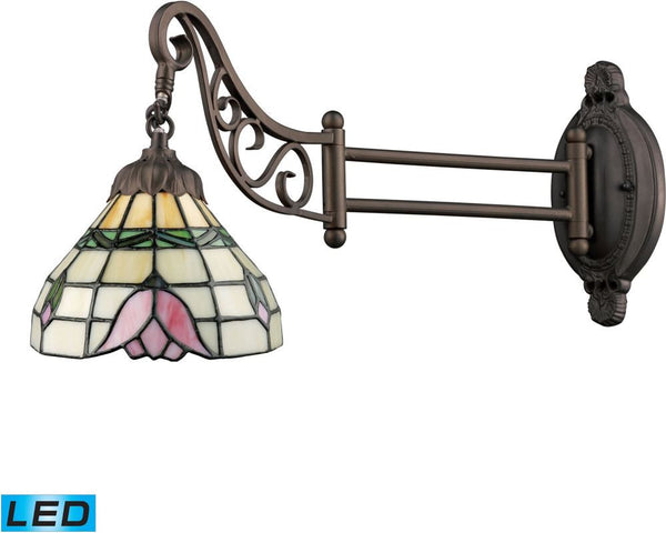 Mix-N-Match 1 Light Led Swingarm In Tiffany Bronze and Multicolor Glass