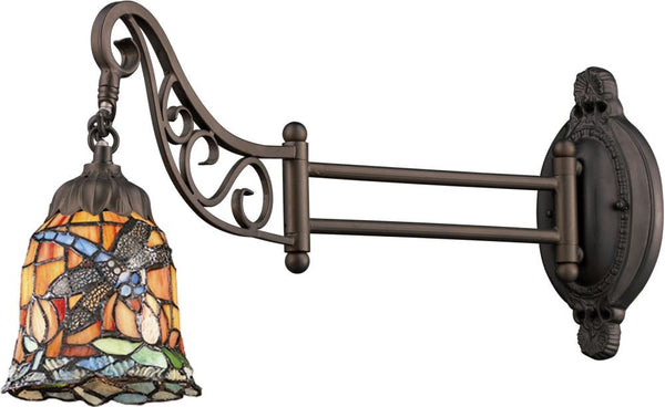 Mix-N-Match 1 Light Swingarm In Tiffany Bronze and Multicolor Glass