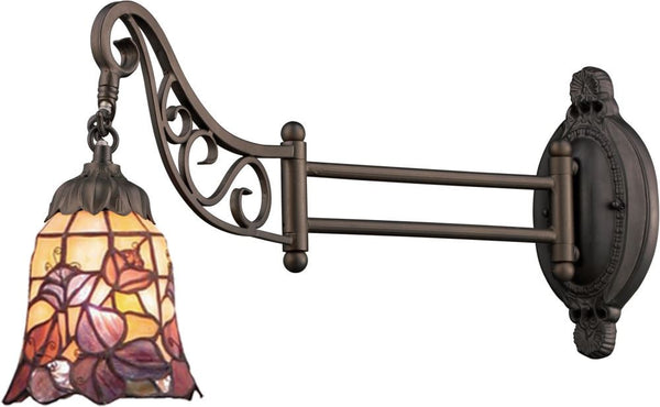 Mix-N-Match 1 Light Swingarm In Tiffany Bronze and Multicolor Glass