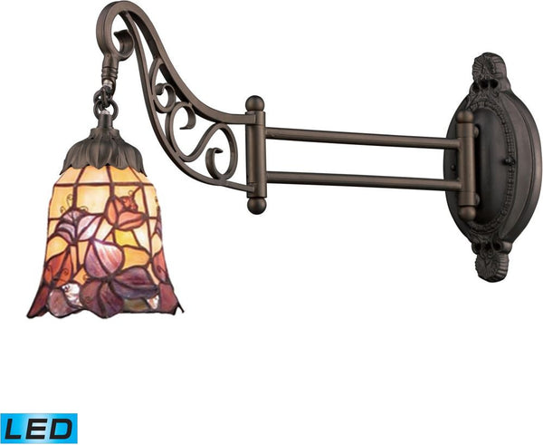 Mix-N-Match 1 Light Led Swingarm In Tiffany Bronze and Multicolor Glass