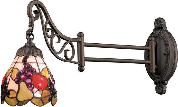 Mix-N-Match 1 Light Swingarm In Tiffany Bronze and Multicolor Glass