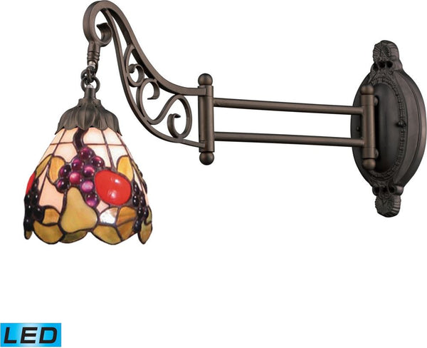 Mix-N-Match 1 Light Led Swingarm In Tiffany Bronze and Multicolor Glass