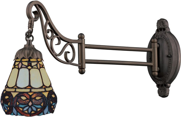 Mix-N-Match 1 Light Swingarm In Tiffany Bronze and Multicolor Glass