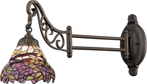 Mix-N-Match 1 Light Swingarm In Tiffany Bronze and Multicolor Glass