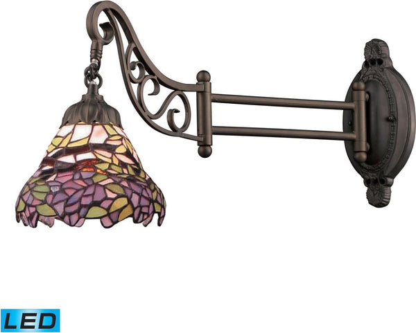 Mix-N-Match 1 Light Led Swingarm In Tiffany Bronze and Multicolor Glass